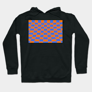 Warped perspective coloured checker board effect grid orange and blue Hoodie